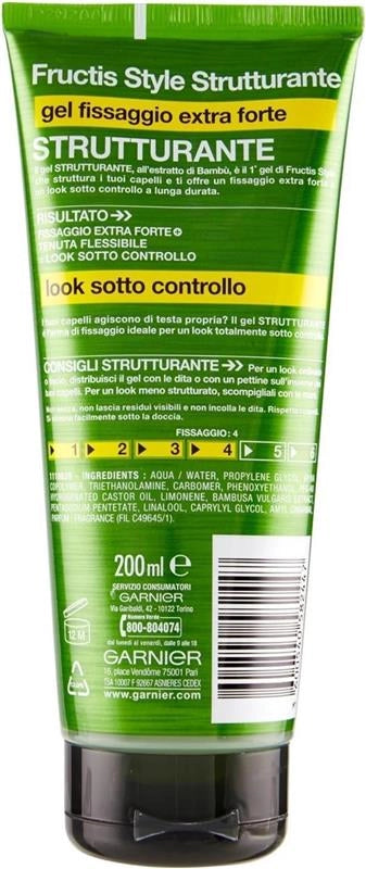 FRUCTIS SET 4 CONFEZIONI GEL FISSANTE PER CAPELLI EXTRA FORTE STRUCTURING DA 200 ML L'UNO