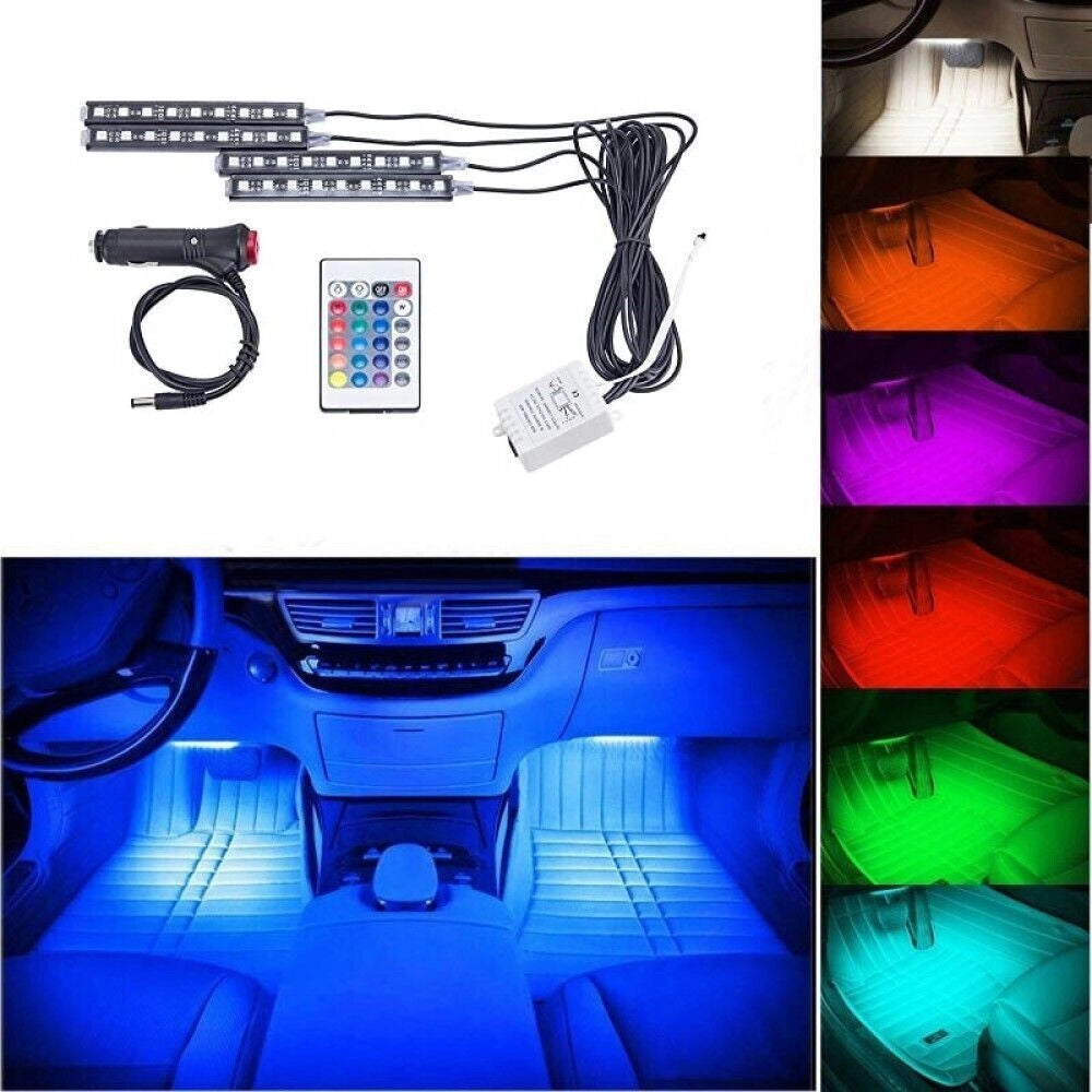 4 Luci Interne Atmosfera  Striscia Colori Decorazione Led RGB Auto FO-Q529