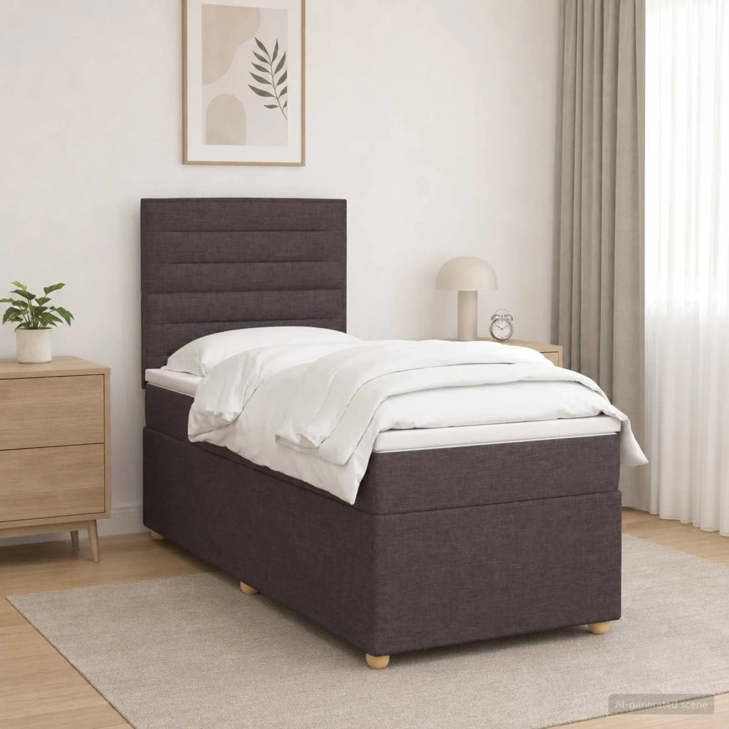 Letto box spring con materasso Marrone Scuro 90 x 200 cm 3455255
