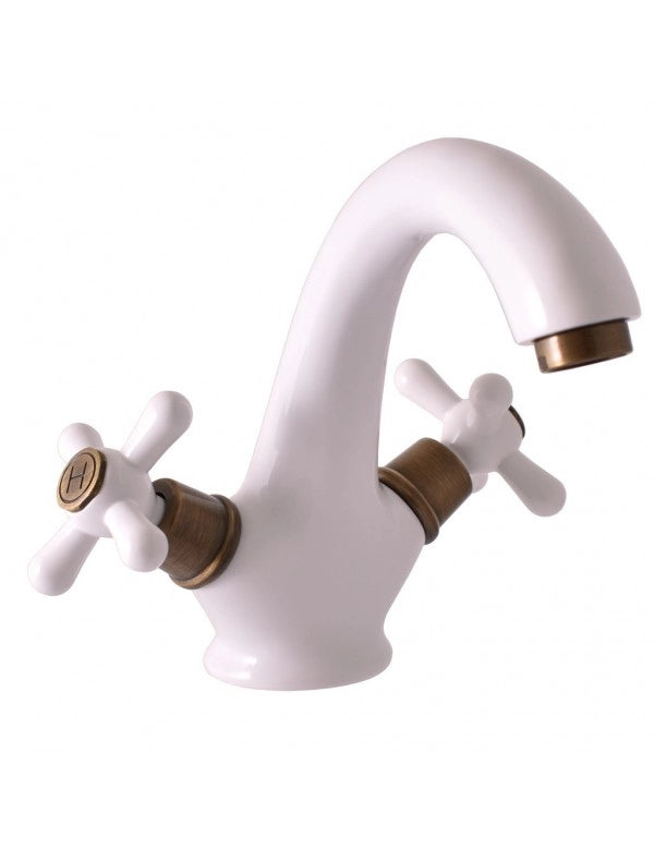 MORAVA miscelatore lavabo ottone bianco senza pop up