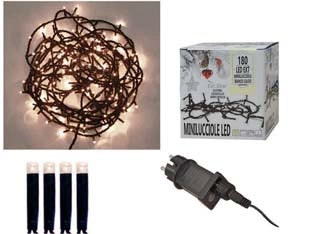 MINILUCCIOLE A LED BIANCO CALDO PER ESTERNO CON GIOCO LUCI- - 300 led - mt.5 + 14,95 - 1 blister