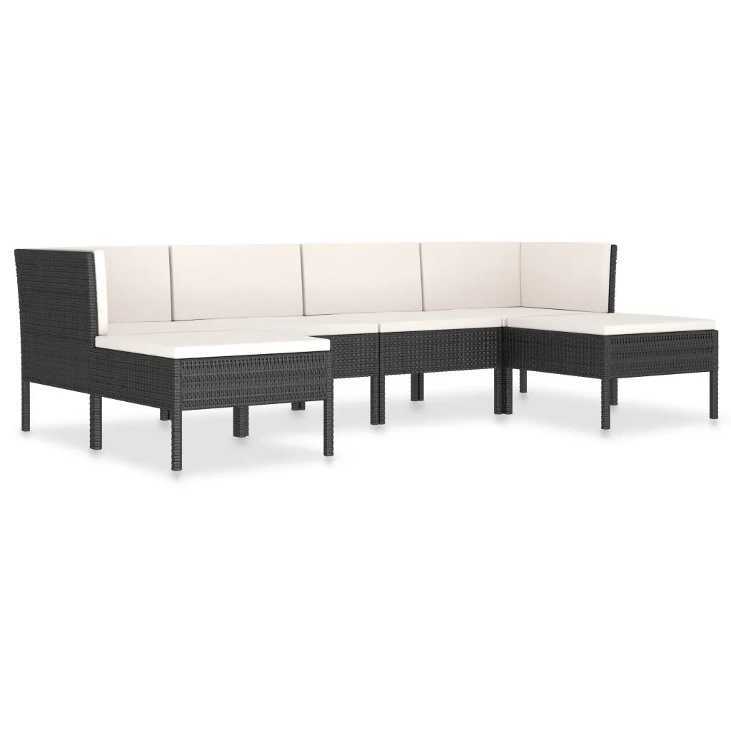 Set Divani da Giardino 6 pz con Cuscini in Polyrattan Nero 3056962