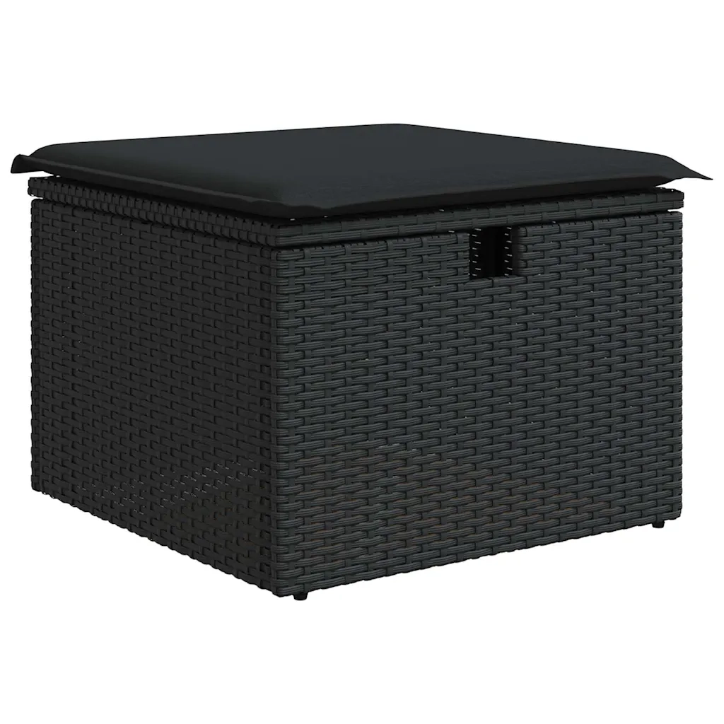 Set Divani da Giardino 5 pz con Cuscini in Polyrattan Nero 3325561