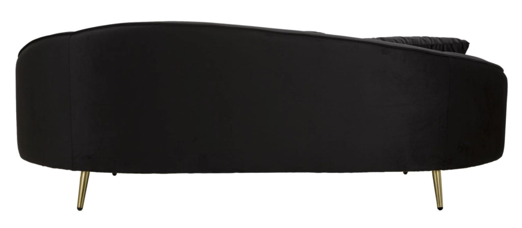 Divano 3 Posti Oslo con Cuscini Nero 185x84x68 cm in Eucalipto e Spugna e Poliestere e Metallo
