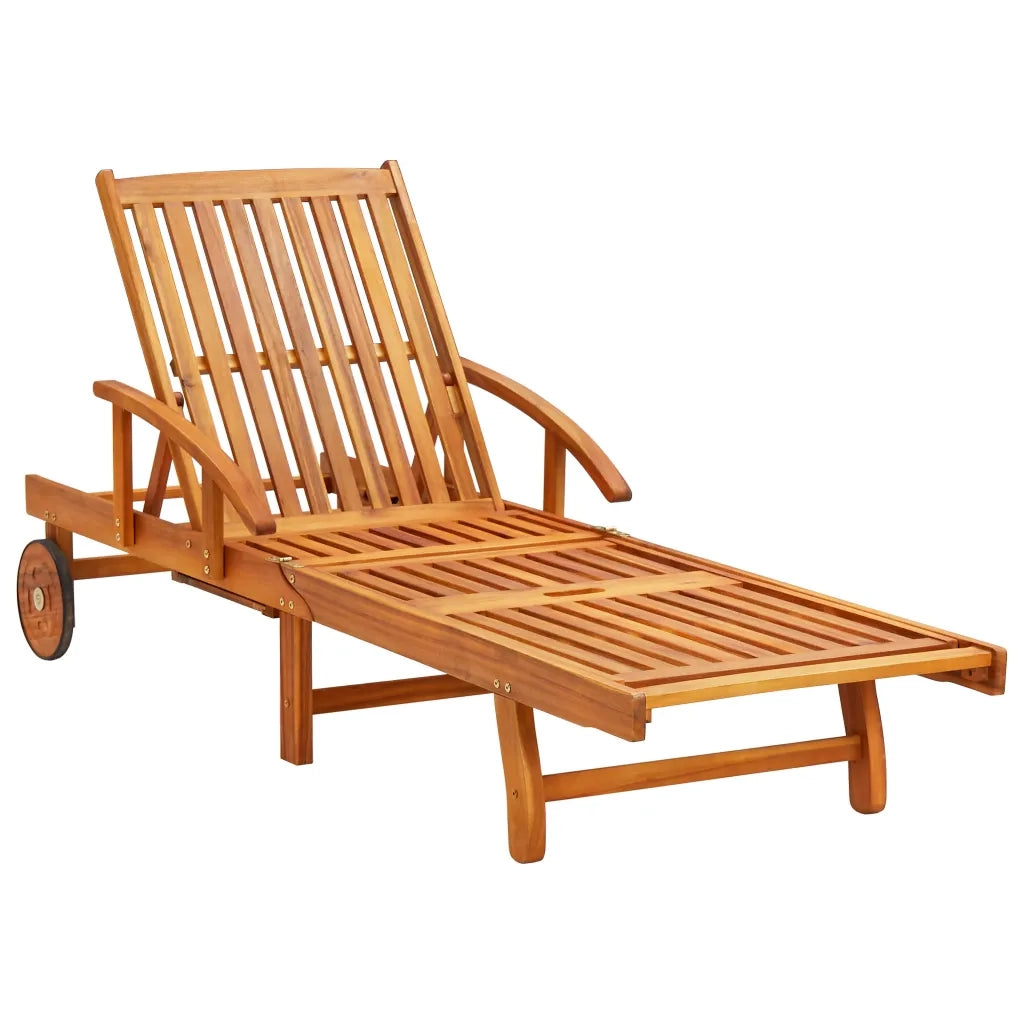 Sdraio 2 pz con Cuscini in Legno Massello di Acacia 3077330