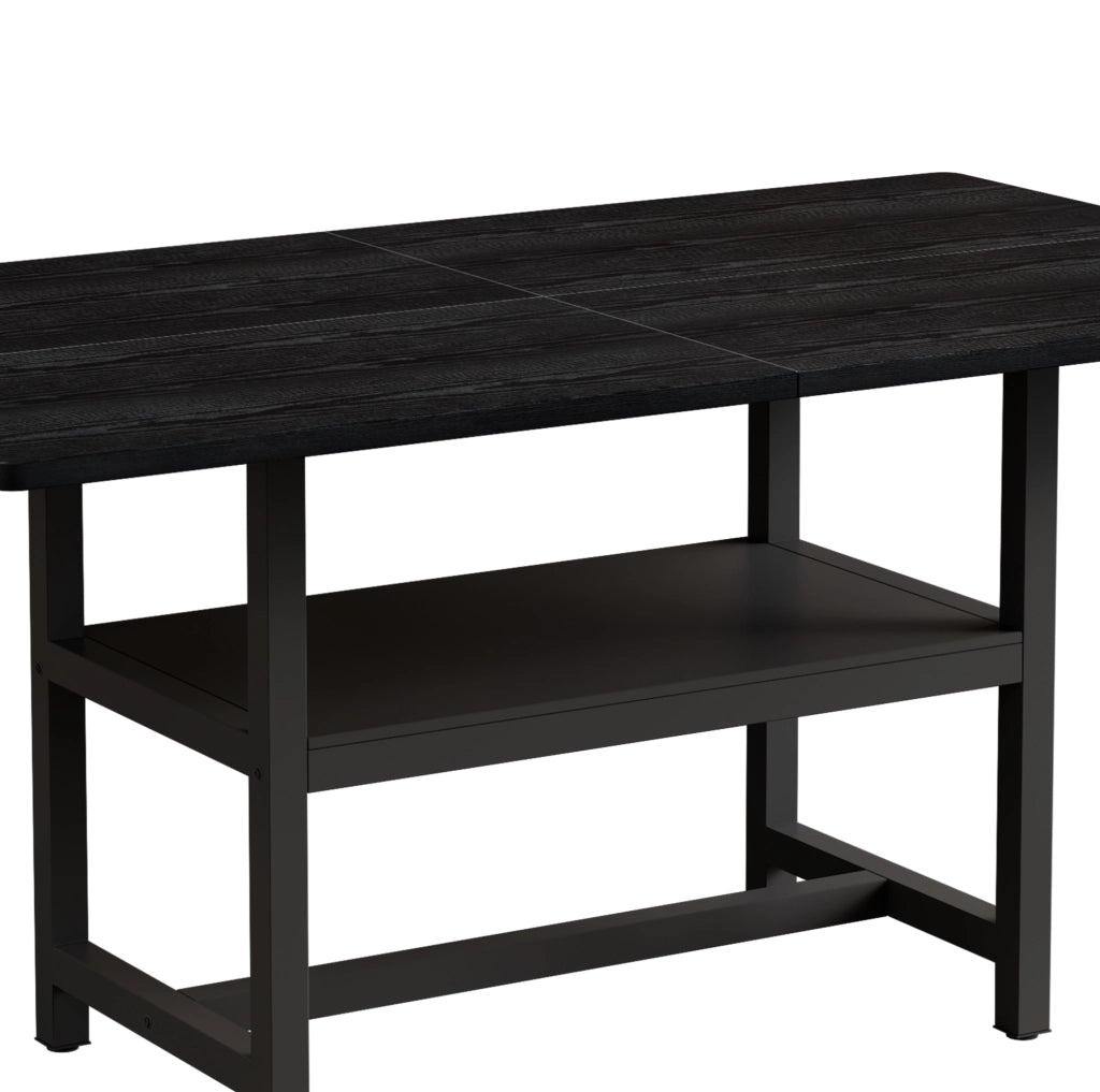 Tavolo da pranzo nero 160 cm con ripiano portaoggetti
