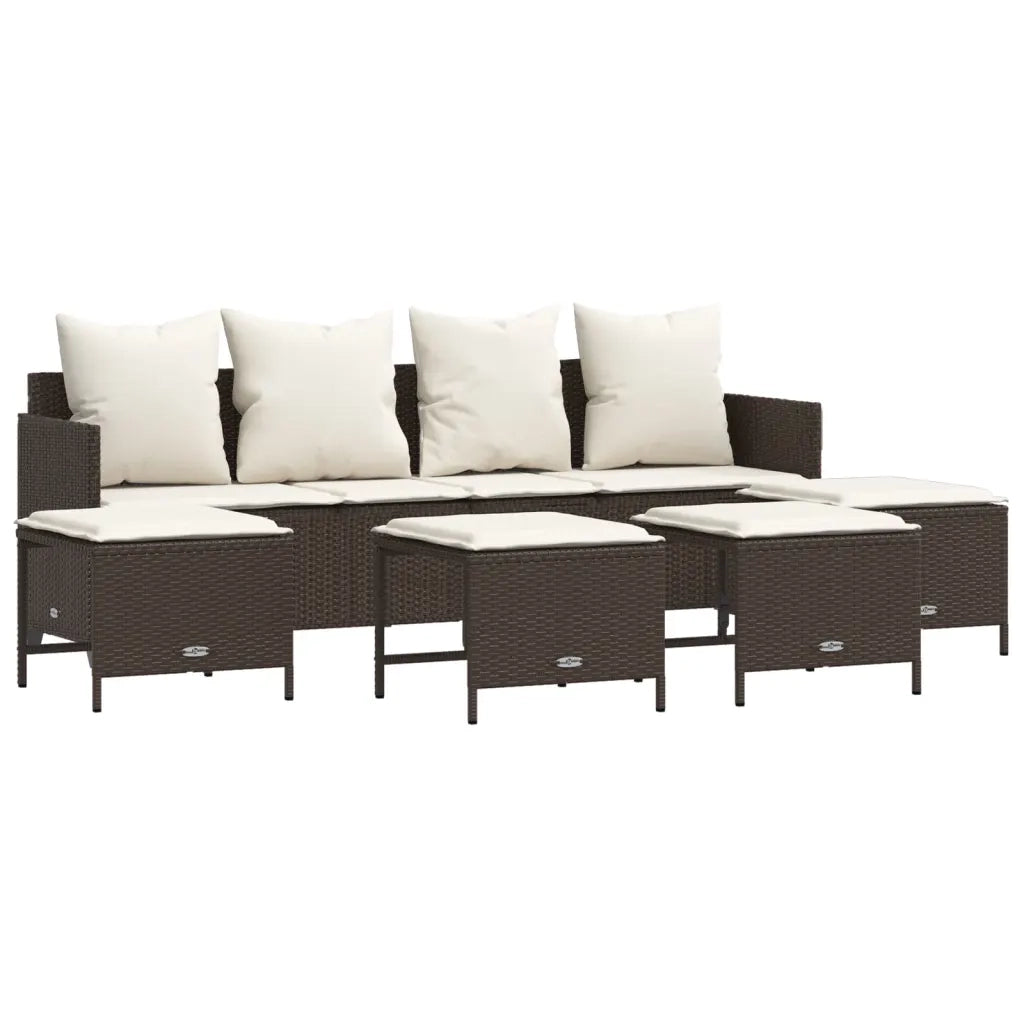 Set Divano da Giardino 5 pz con Cuscini Marrone in Polyrattan 3261558