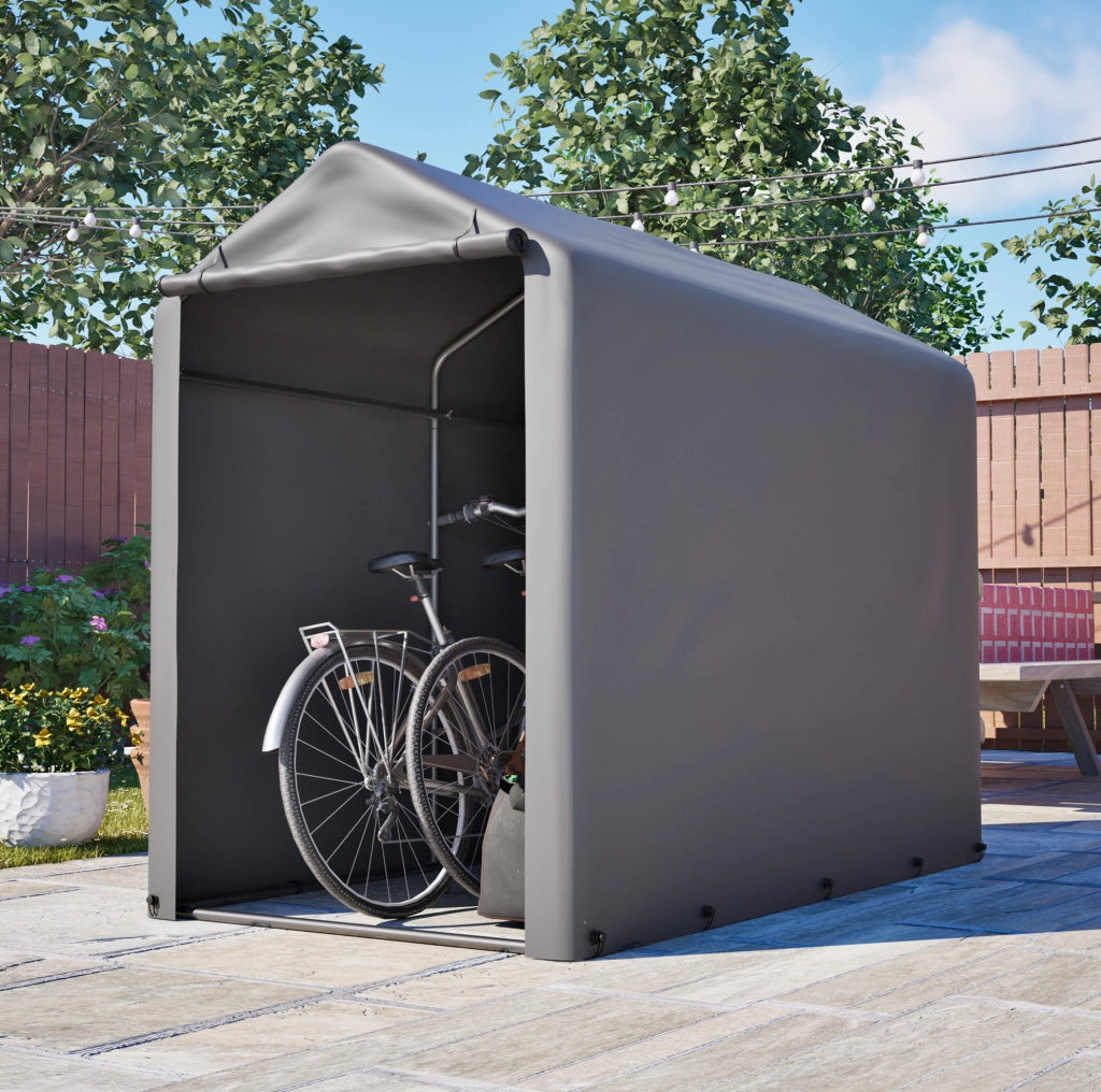 Garage per biciclette 187x100x160 cm in acciaio zincato grigio scuro con telo PE
