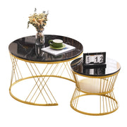 TAVOLINI DA CAFFÈ Set da 2 pezzi 70x70x47 cm MDF Nero effetto marmo