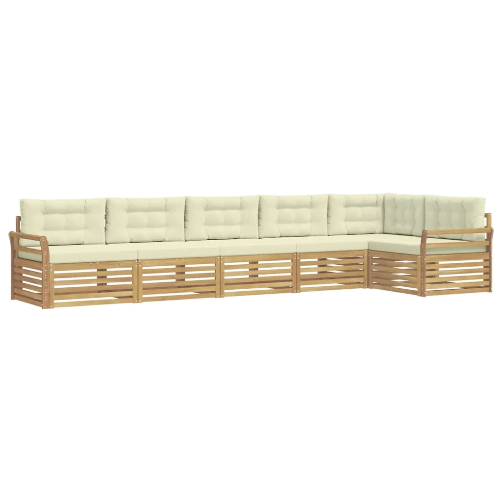 Set di divani da esterno 6 pz Bianco e Crema Poliestere 3390565