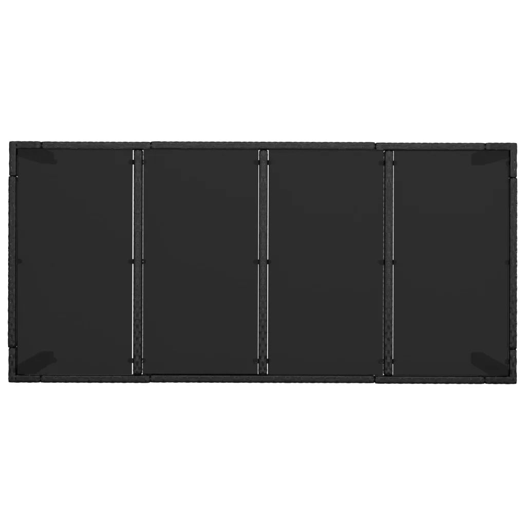 Set da Pranzo Giardino 9pz con Cuscini Nero e Grigio Polyrattan 3185058