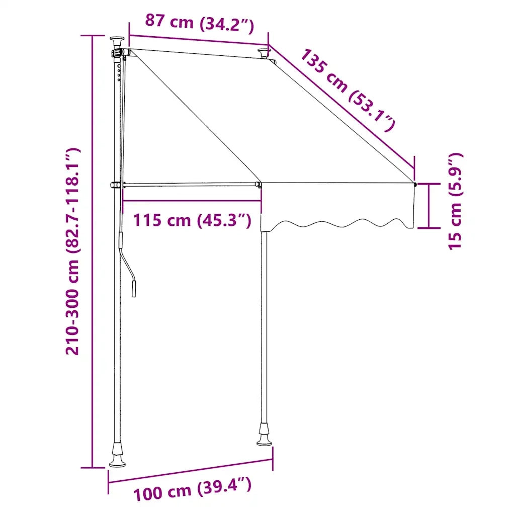 Tenda da Sole Retrattile Manuale 100 cm Arancione e Marrone 145834