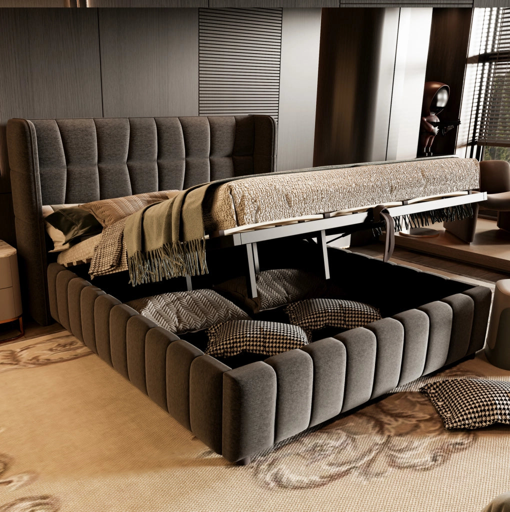 Letto matrimoniale contenitore 180x200 cm grigio