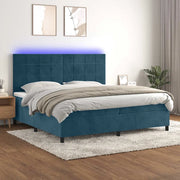 Letto a Molle con Materasso e LED Blu Scuro 200x200 cm 3136147