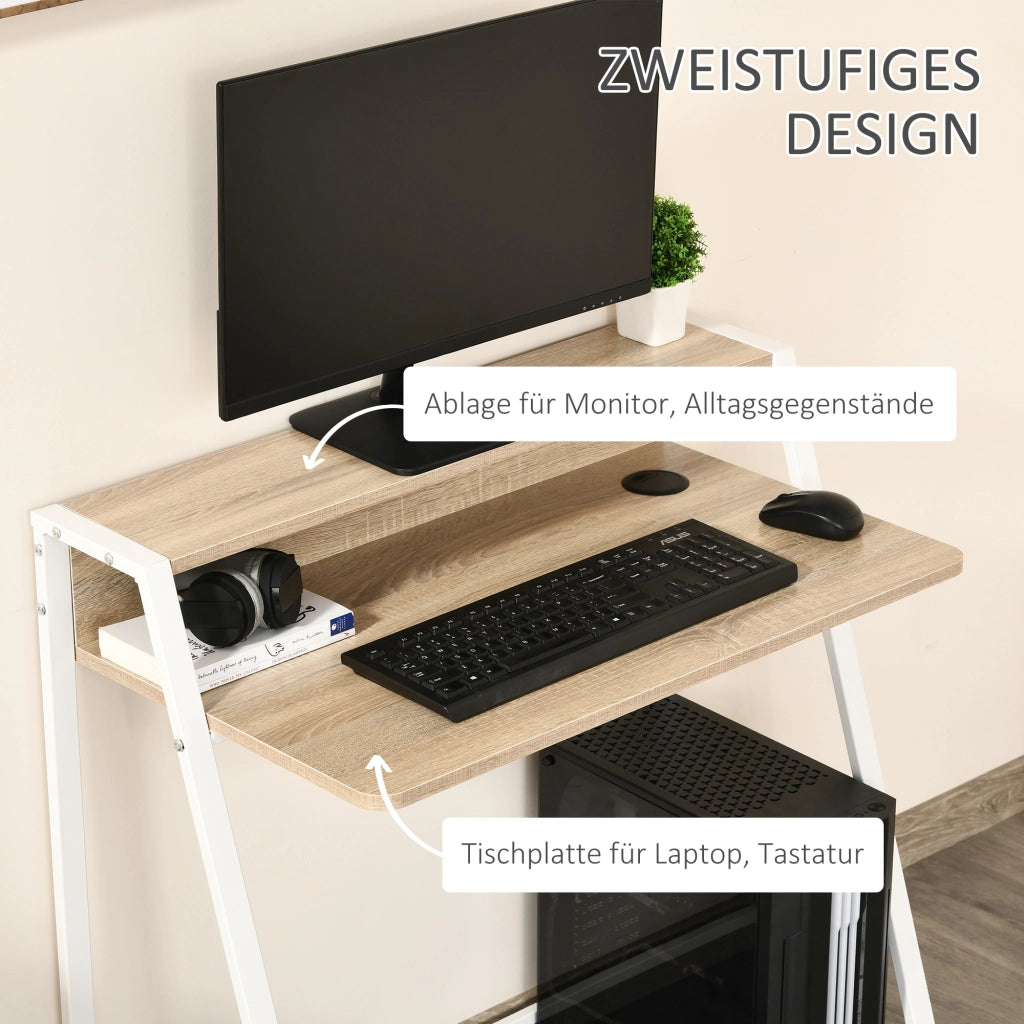 SCRIVANIA Moderna con passacavi 84x45x85 cm Bianco MDF e metallo