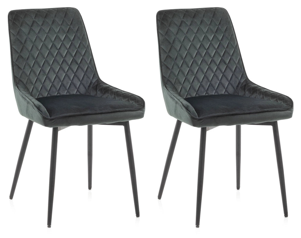 Set 2 Sedie 46,5x48x84,5 cm in Velluto Verde
