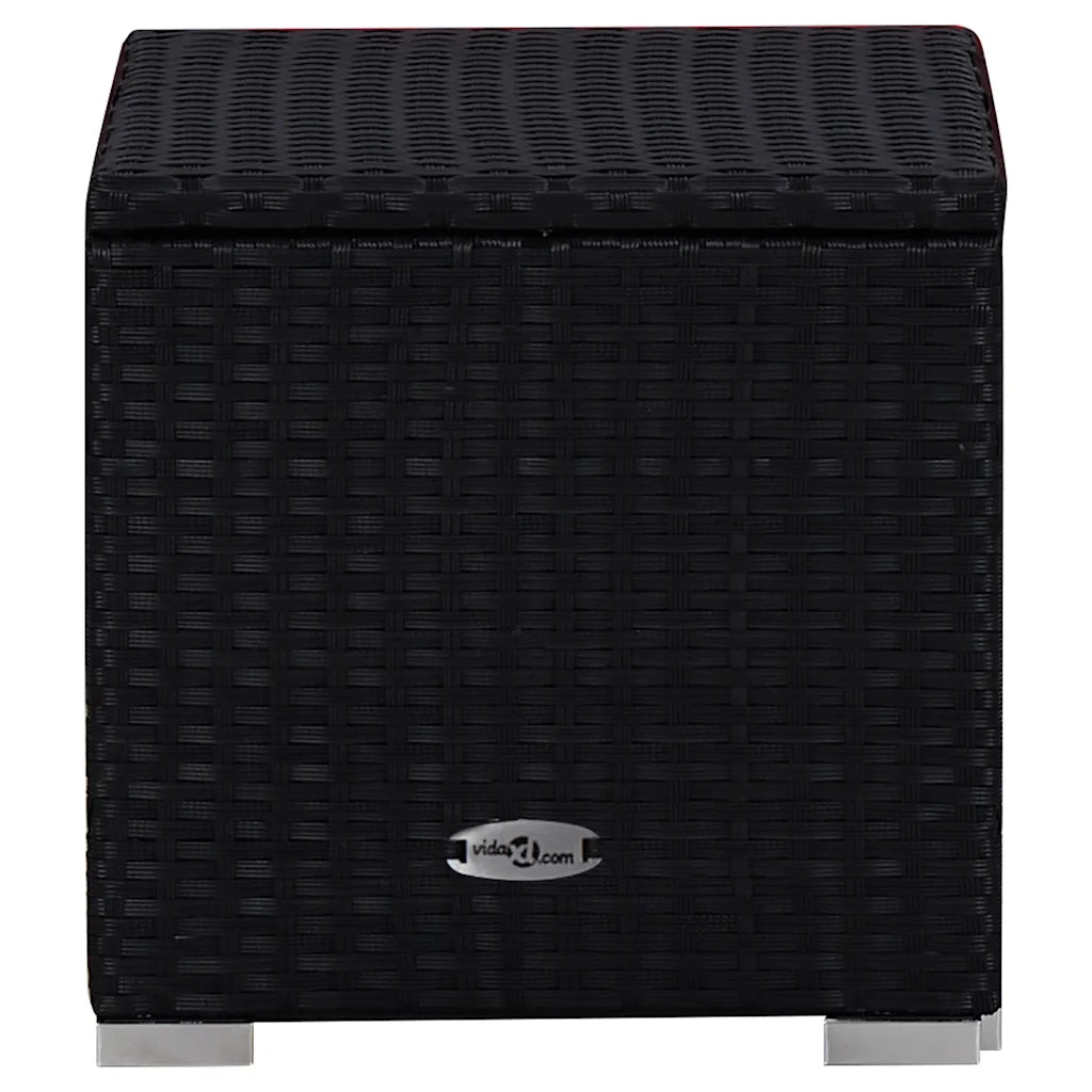 Lettini Prendisole con Tavolino 3 pz in Polyrattan Nero 3057668
