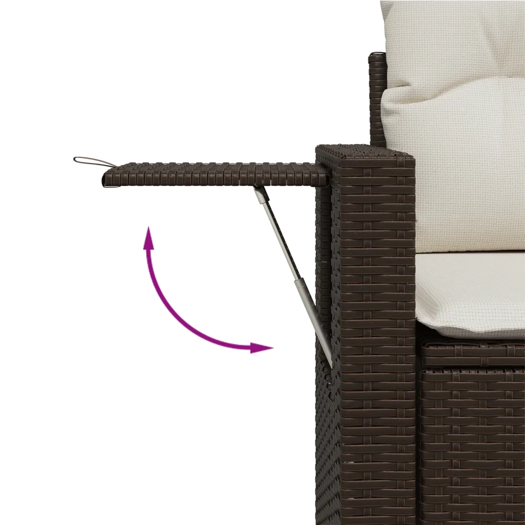 Set Divani da Giardino 7 pz con Cuscini Marrone in Polyrattan 3220502