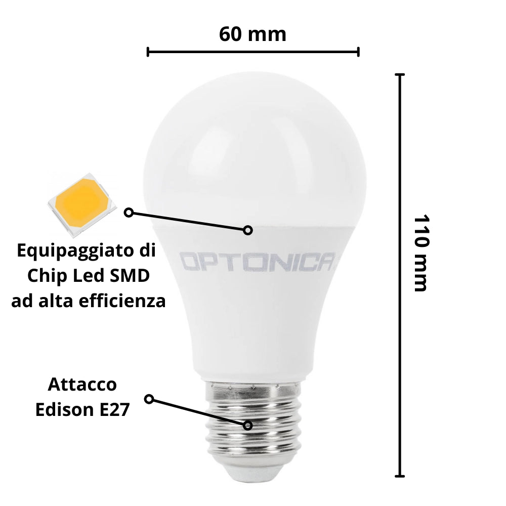 Lampadina led goccia 6 pezzi e27 10.5 watt 2700k risparmio energetico