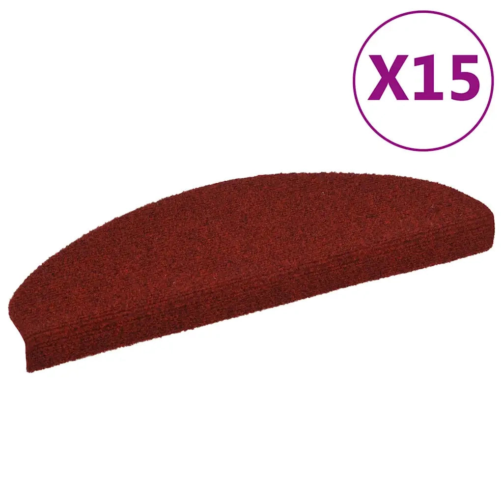 Tappetini per scale autoadesivi 15 pz 65x21x4 cm Bordeaux Rosso Semicircolari Grandi 132700
