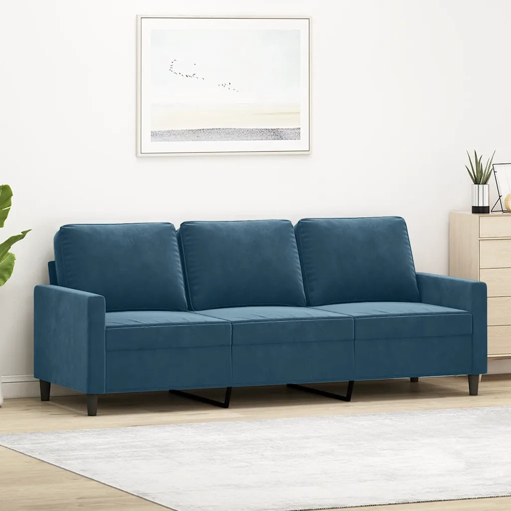 Divano a 3 Posti Blu 180 cm in Velluto 359218