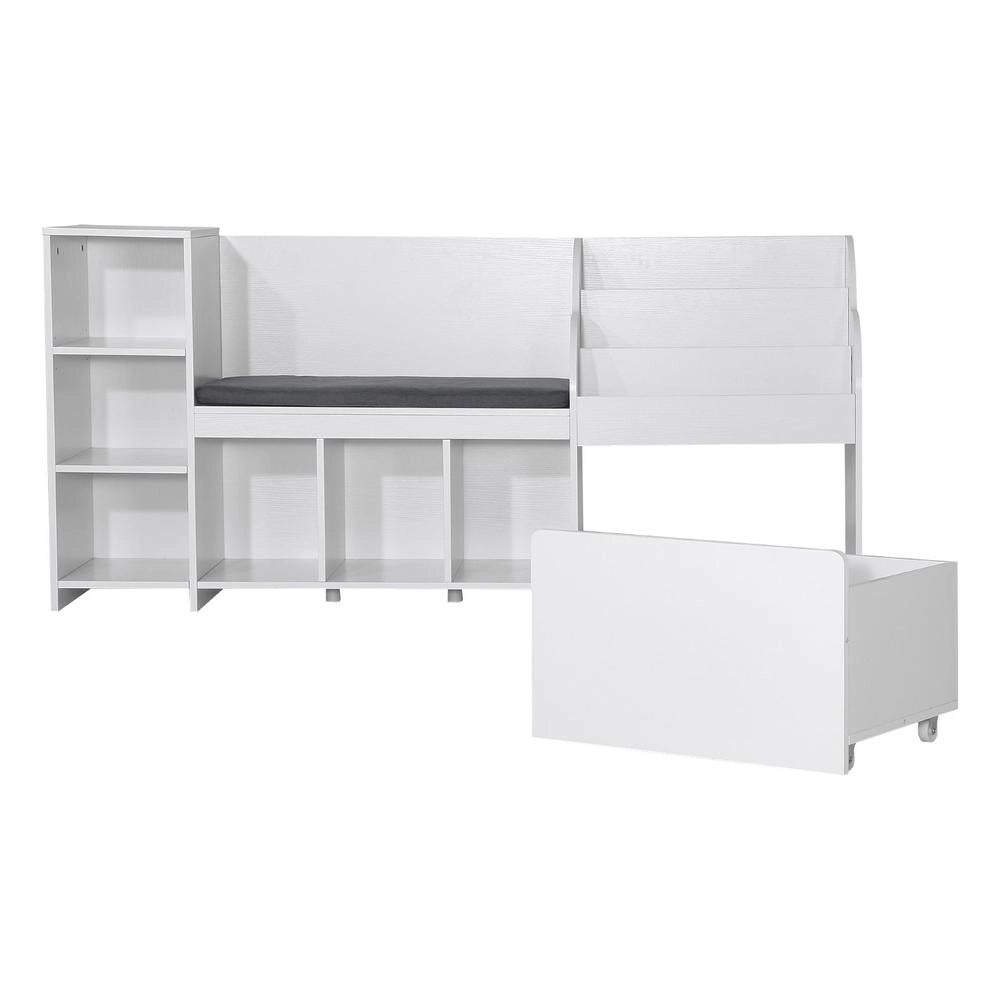 Panca Portagiocattoli Bambini 170x40x80 cm Cassapanca Scaffale Libri Legno Contenitore Lettura Schienale Sala Giochi
