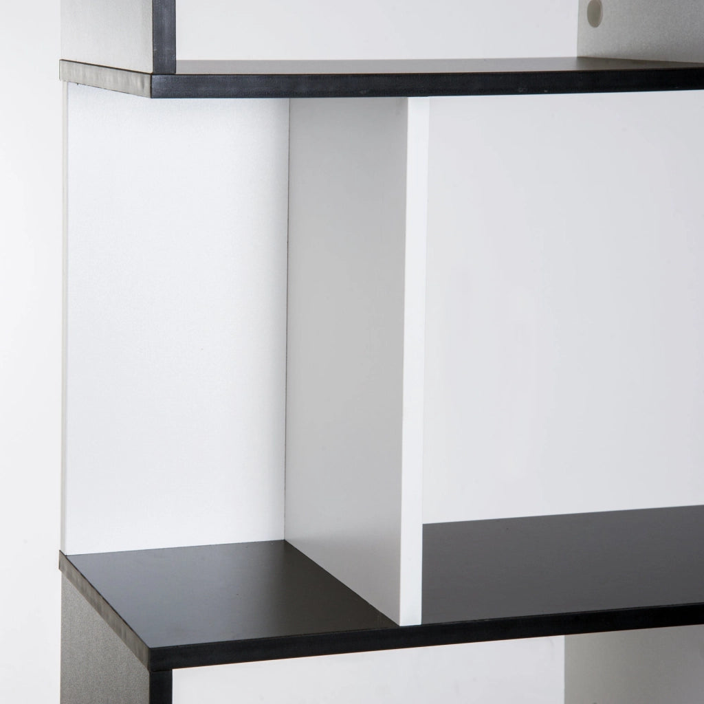 Libreria da Muro Moderna 5 Ripiani in Legno Bianco e Nero 60x24x1184.5 cm