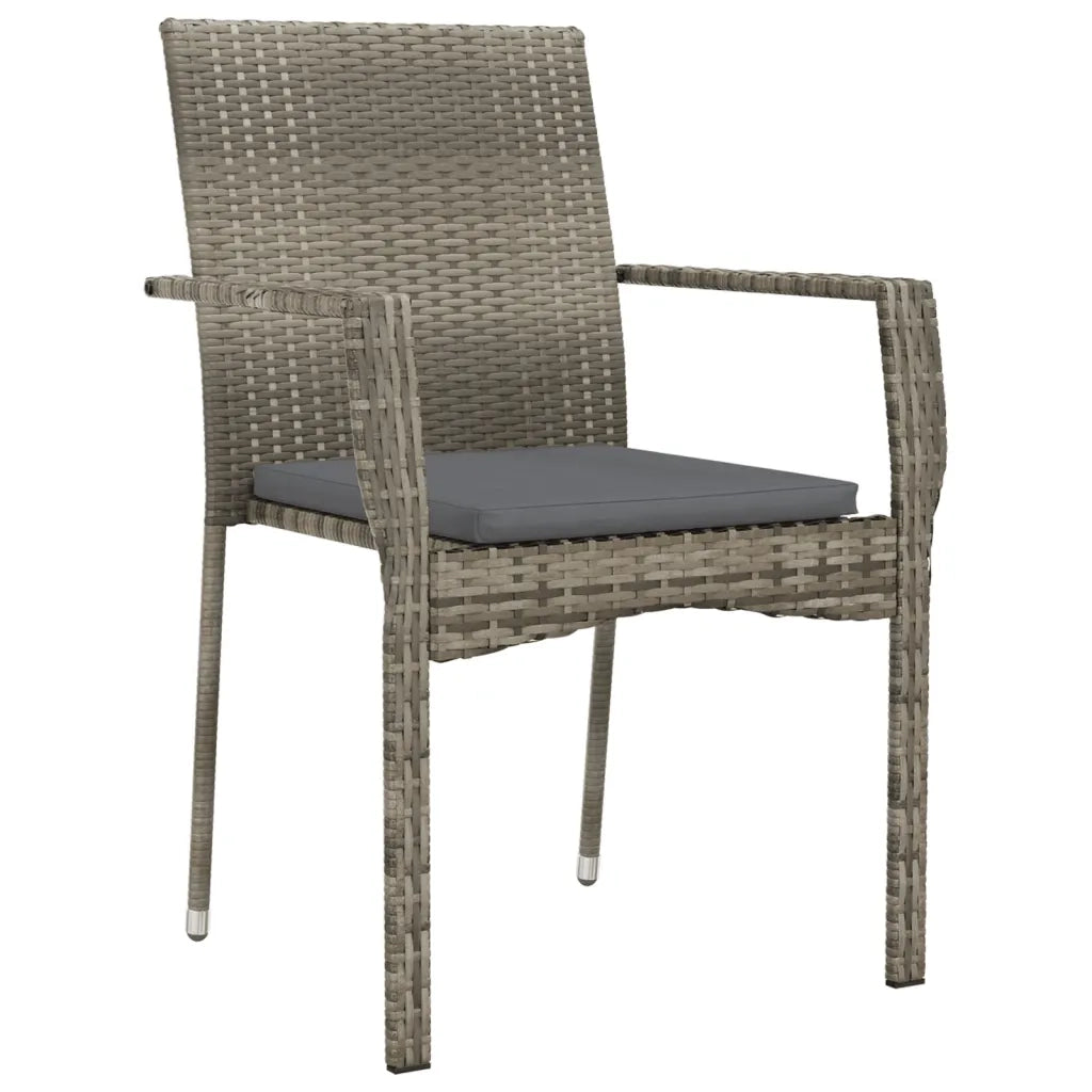 Set da Pranzo da Giardino 9 pz con Cuscini in Polyrattan Grigio 3184998