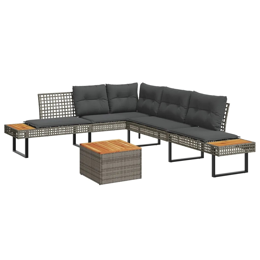 Set Divani da Giardino 2pz con Cuscini Grigio Polyrattan Acacia 3277499