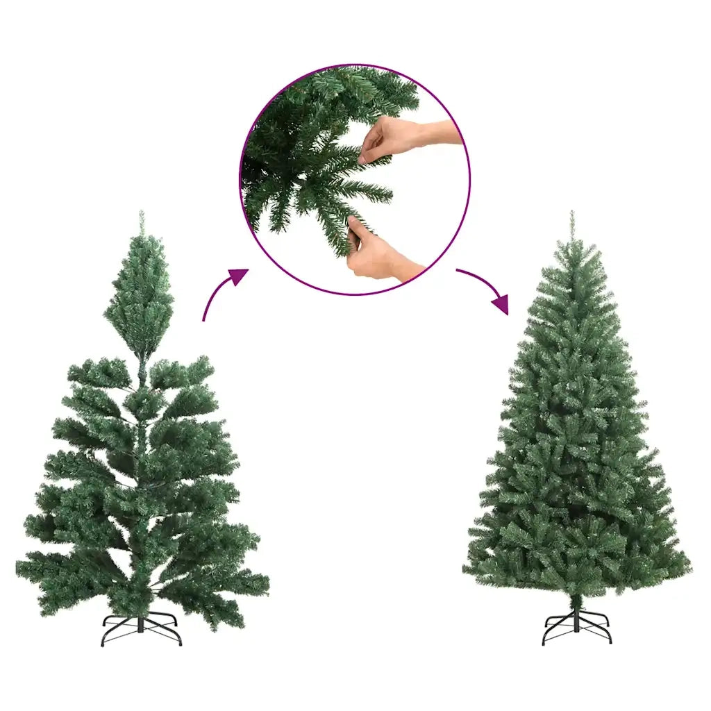 Albero Natale Artificiale Sottile a Met¨¤ e Supporto-Albero Natalizio Rosa 210 cm