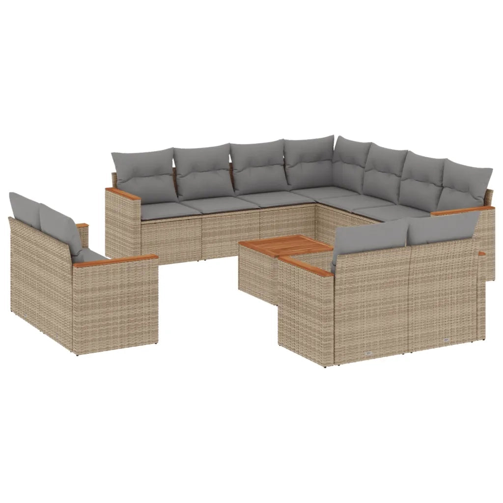 Set Divano da Giardino 12 pz con Cuscini Beige Misto Polyrattan 3226507