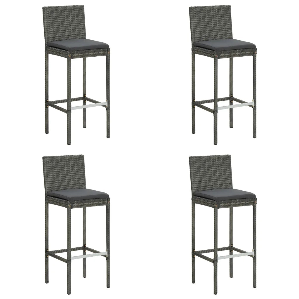 Set Bar da Giardino 5 pz con Cuscini in Polyrattan Grigio 3064797