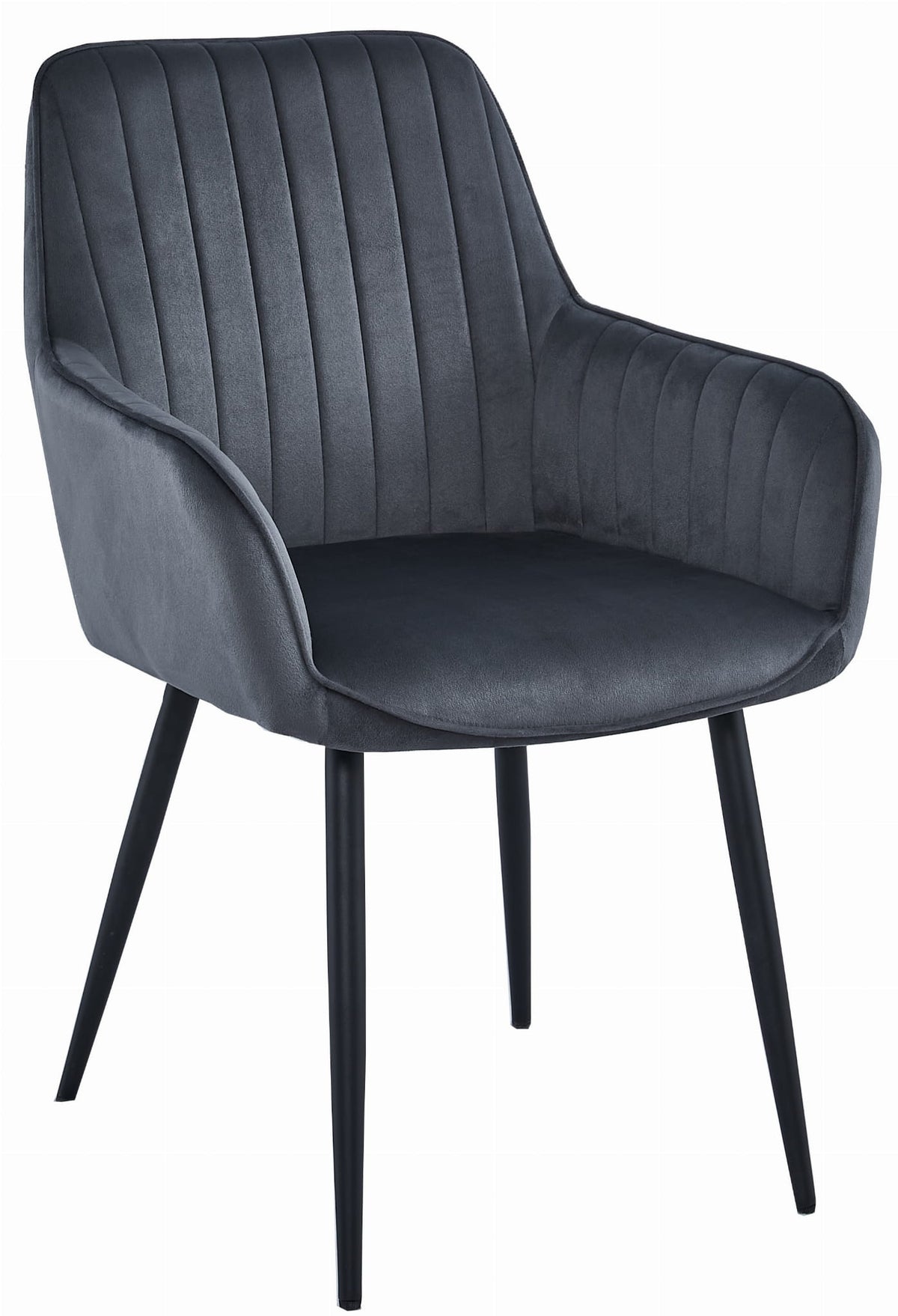 Sedia VALORA SELO - Velluto grigio scuro con gambe nere x 2
