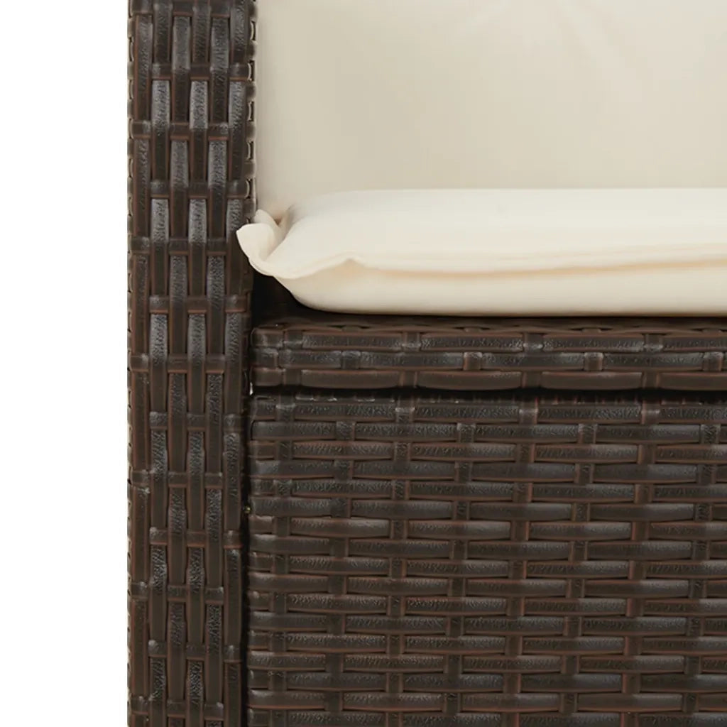Set da Pranzo da Giardino 9pz con Cuscini Marrone in Polyrattan 3212780