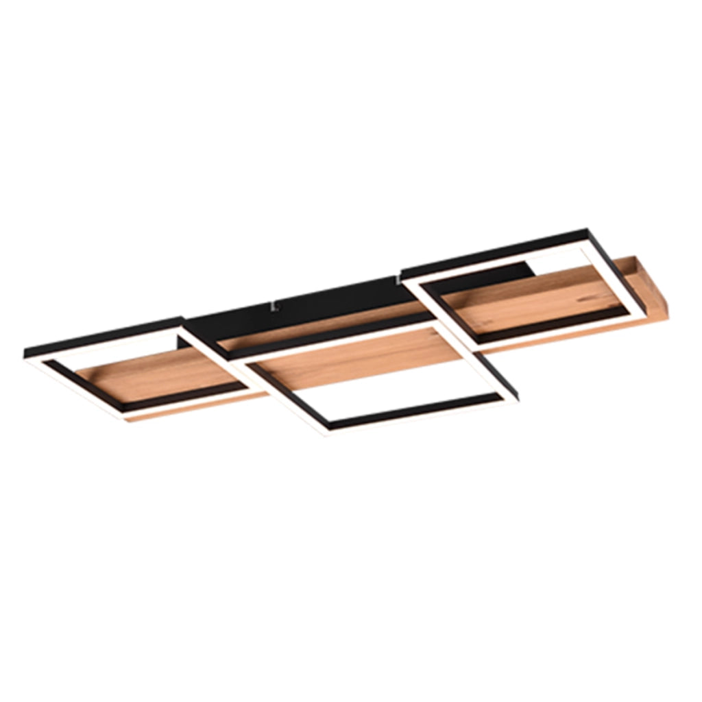 Plafoniera LED Trio Harper nero/legno 30W 4000lm 3000K