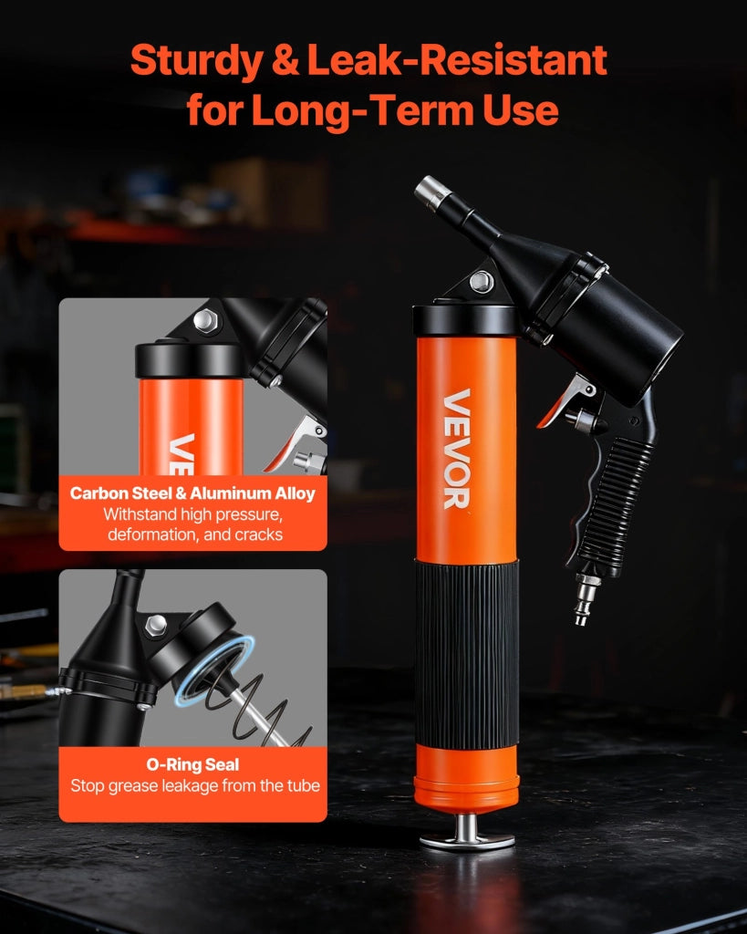 Kit Ingrassatore Pneumatico ad Alta Pressione 6000 PSI Capacita 0,4 L MM0401B in Acciaio al Carbonio e Lega di Alluminio per Officina