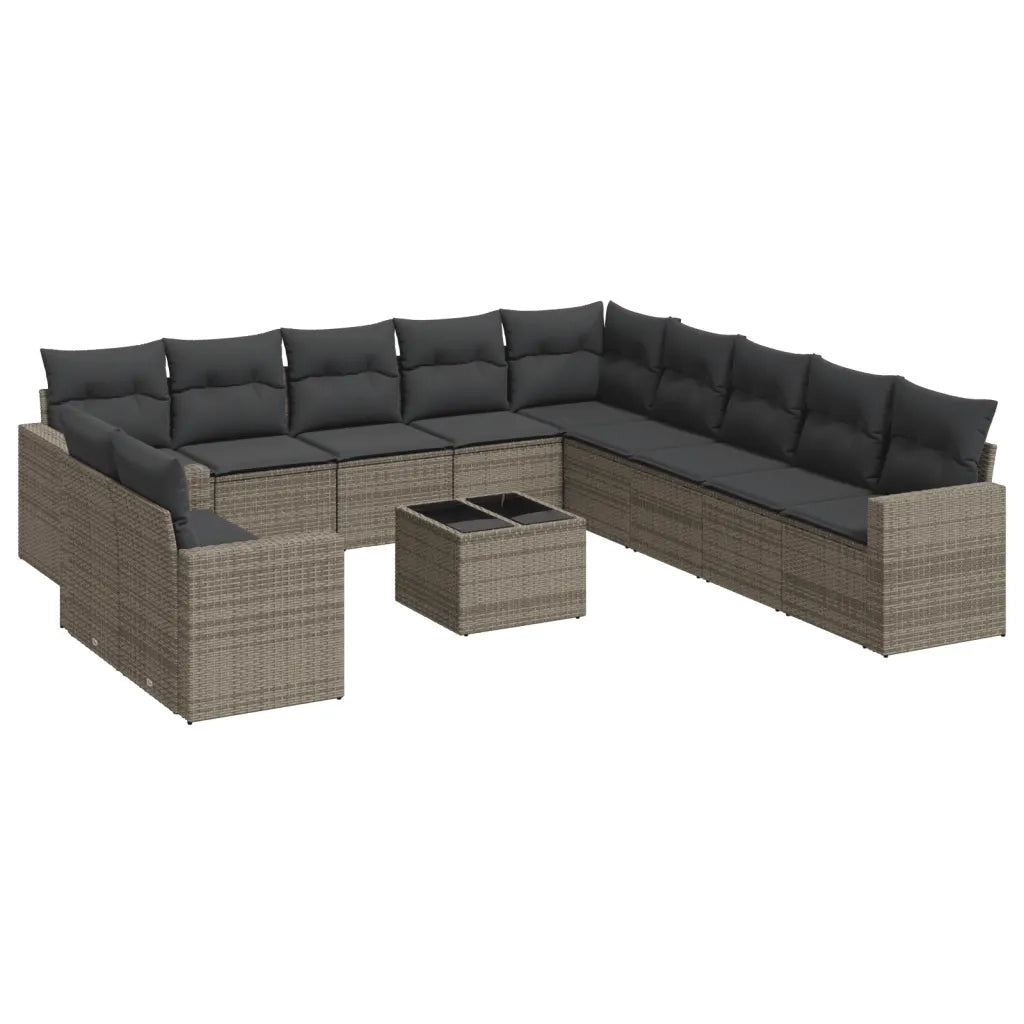 Set Divani da Giardino 12 pz con Cuscini Grigio in Polyrattan 3219190