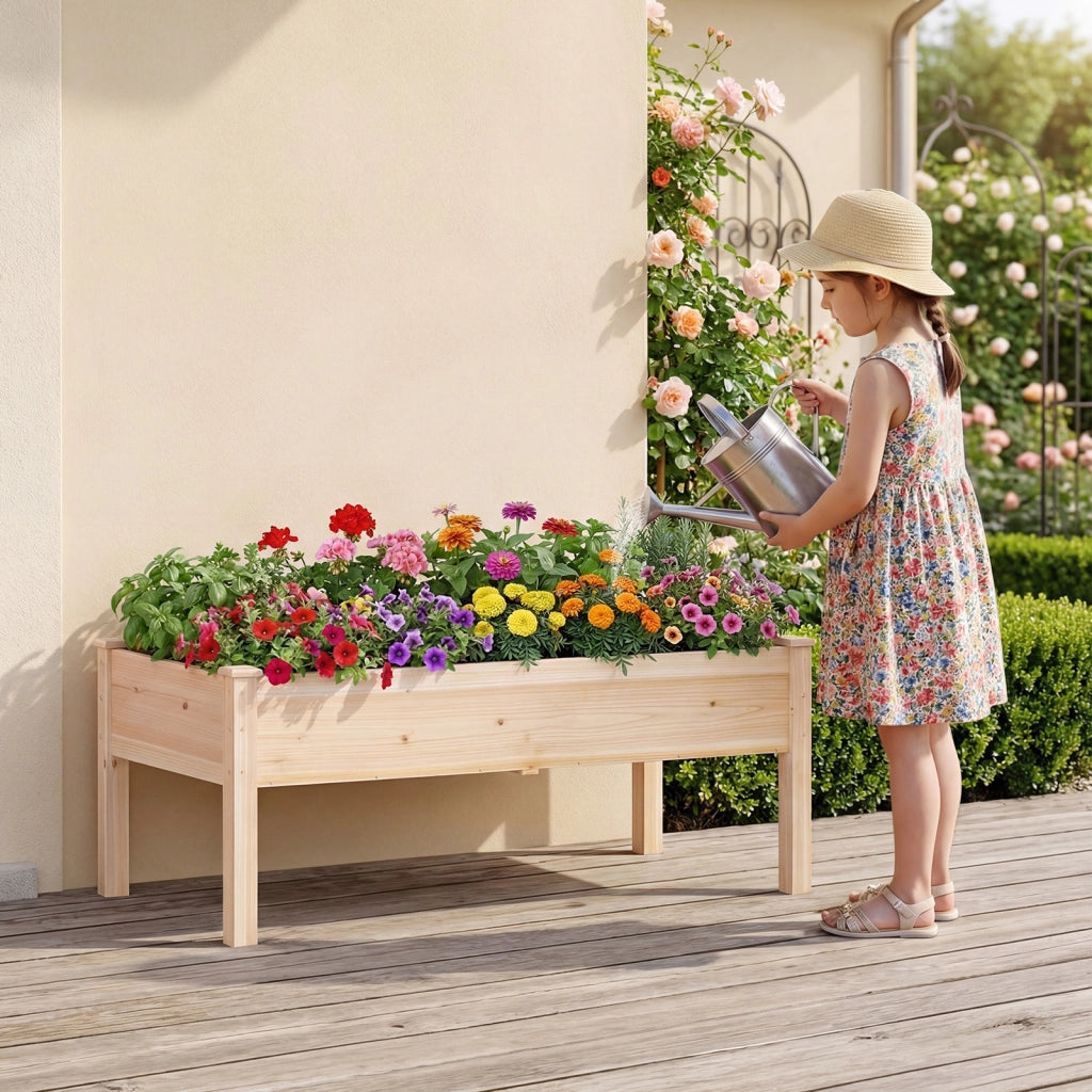Set da 2 letti da giardino rialzati con gambe per verdure fiori erbe, Kit da giardinaggio da esterno e interno per balcone Naturale