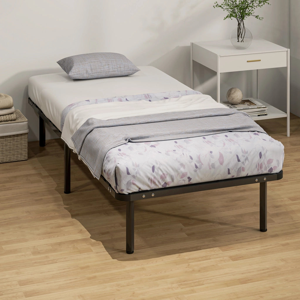 Letto singolo con rete a doghe e contenitore ¨C Minimal ¨C 90x190 cm nero