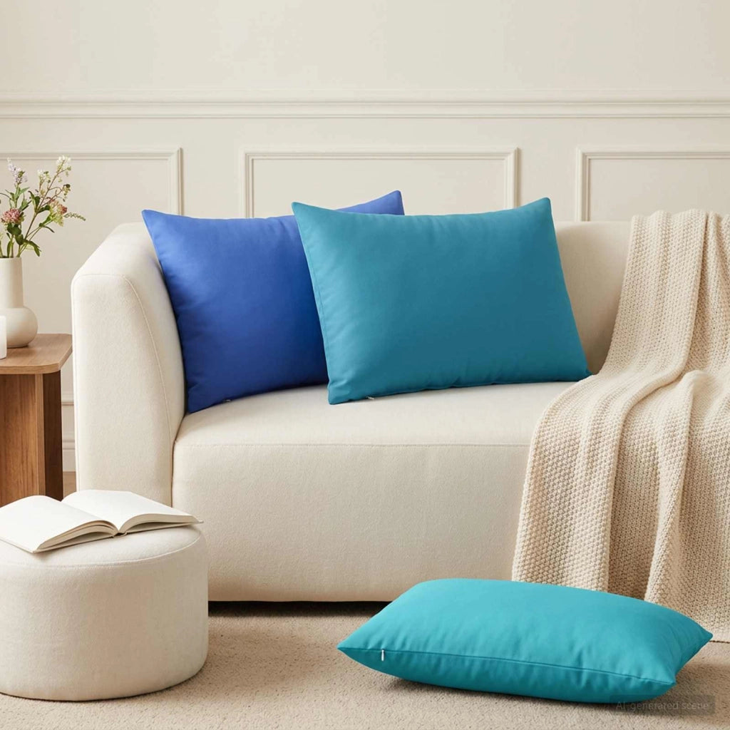 Cuscino con cuscino HEERLEN 2 pz Azzurro Poliestere 927451