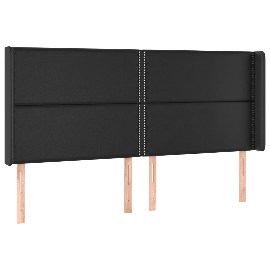 Testiera ad Orecchio Nera 163x16x118/128 cm in Similpelle