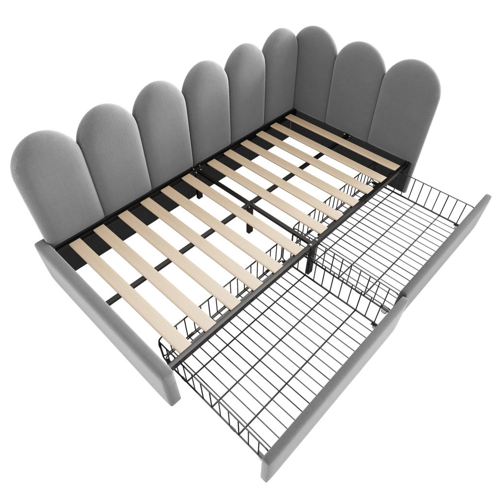 Letto singolo contenitore in velluto grigio 90x190 cm