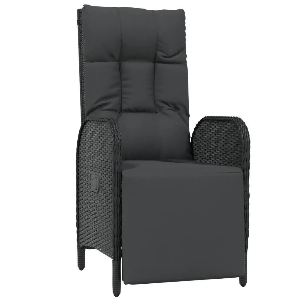Set da Pranzo da Giardino 9 pz con Cuscini Nero in Polyrattan 3185079