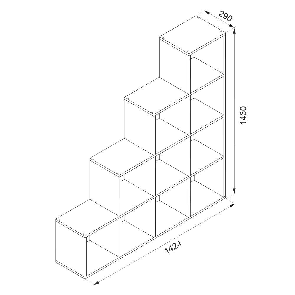 Vicco Scaffale per scale Bianco 142.5 x 140 cm