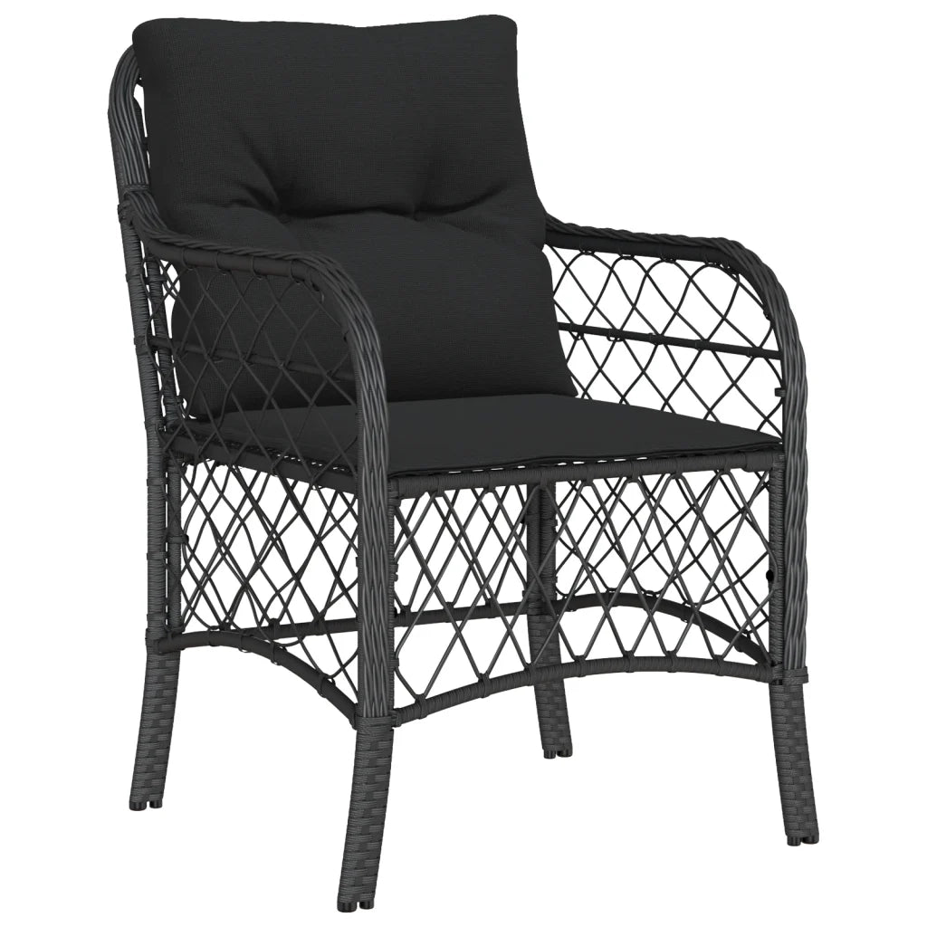 Set da Pranzo da Giardino 5 pz Nero con Cuscini in Polyrattan 3212043