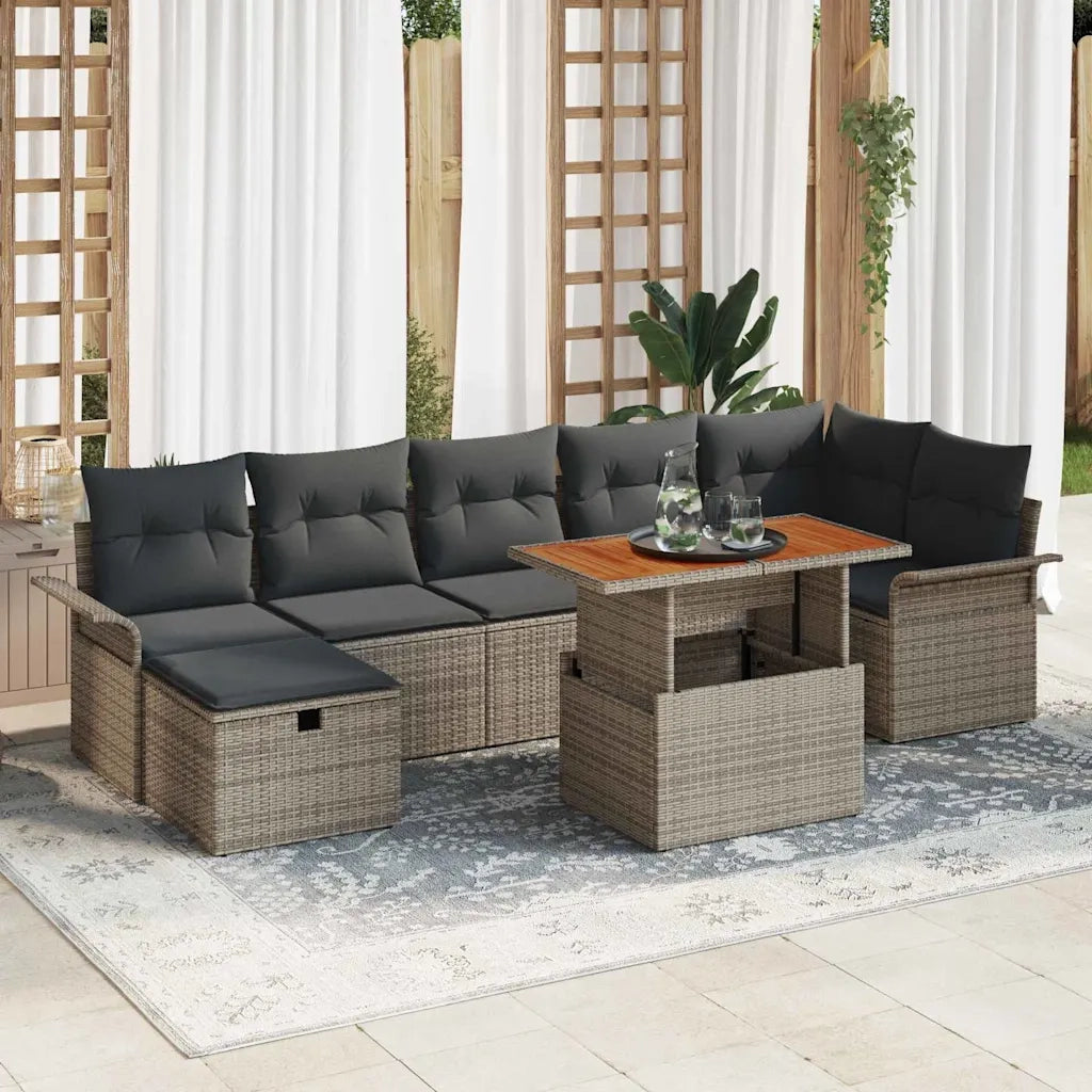 Set Divano da Giardino 8 pcs Grigio polyrattan 3361251