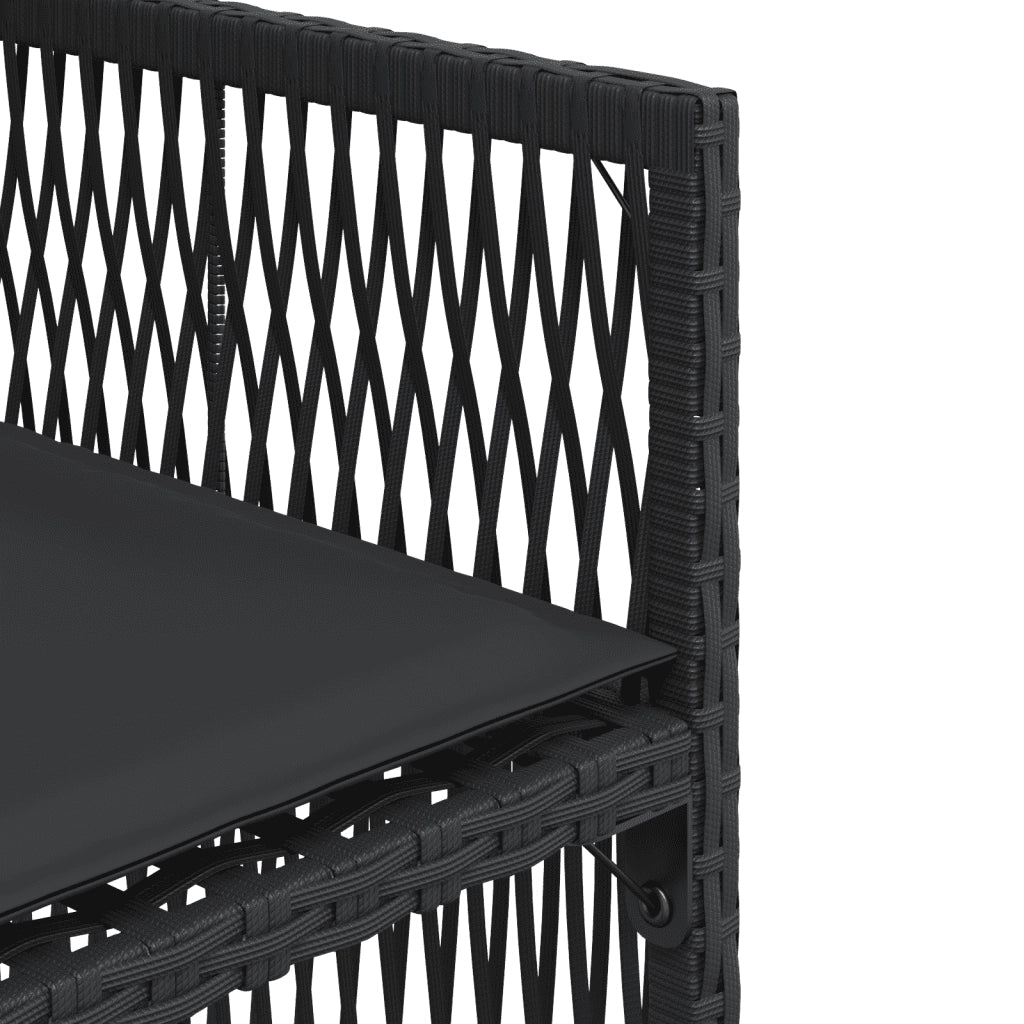 Set da Pranzo da Giardino 13pz con Cuscini Nero in Polyrattan 3211663