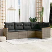 Set Divano da Giardino 5 pz con Cuscini Grigio in Polyrattan 3258350