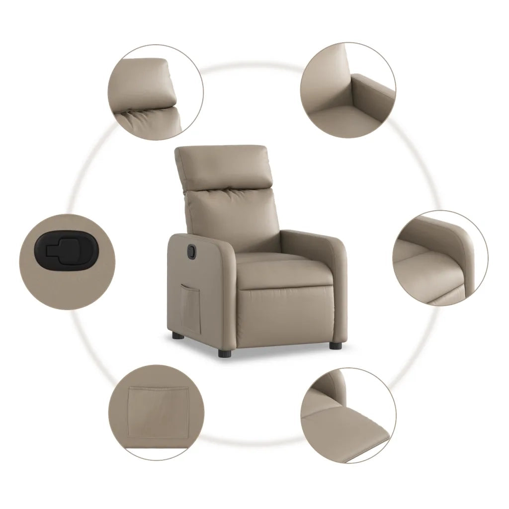 Poltrona Reclinabile Cappuccino in Similpelle 374189