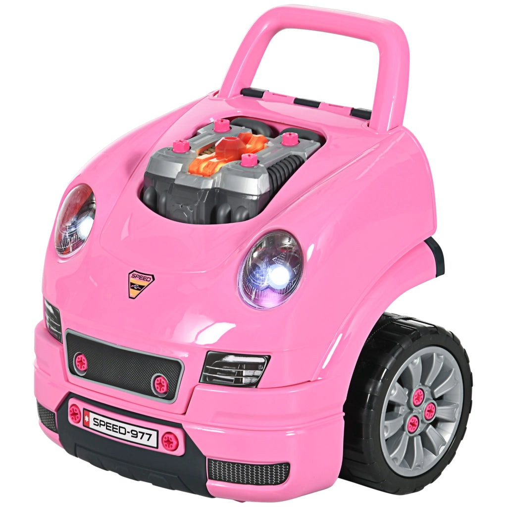 Set di Giochi per Bambini con Strumenti 61 Pezzi Volante Clacson Fari e Ruote ¨C Minimal ¨C 40x39x47 cm Rosa
